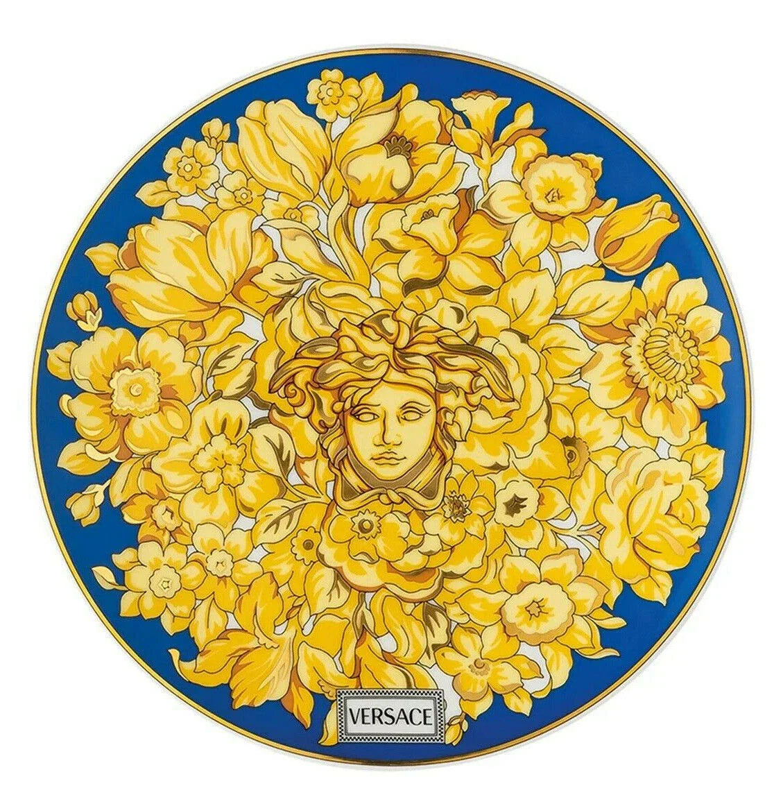 VERSACE BY ROSENTHAL MEDUSA RHAPSODY BLUE BREAD PLATE #403672-10217 BRAND NIB FS